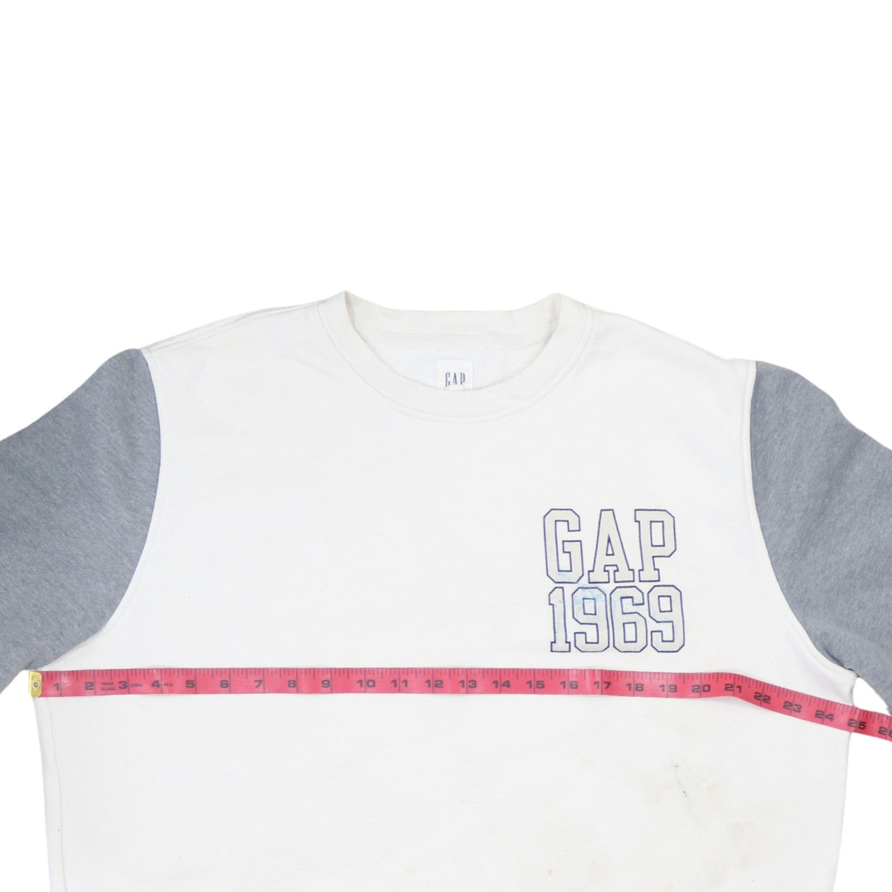 GAP Men's White Grey Logo 1969 Crew Neck Pullover Sweatshirt L