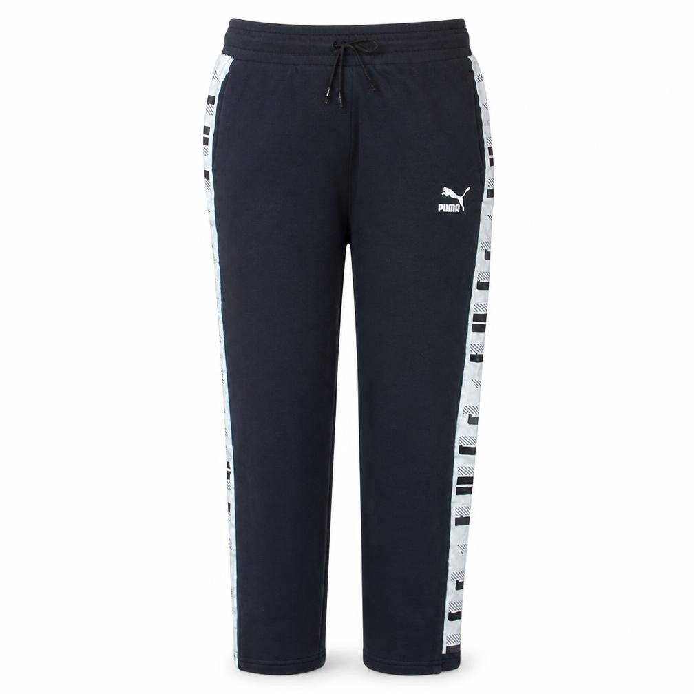 Front view of Puma Women’s Black Jogger Trousers, size UK 10, Side Stripe Activewear