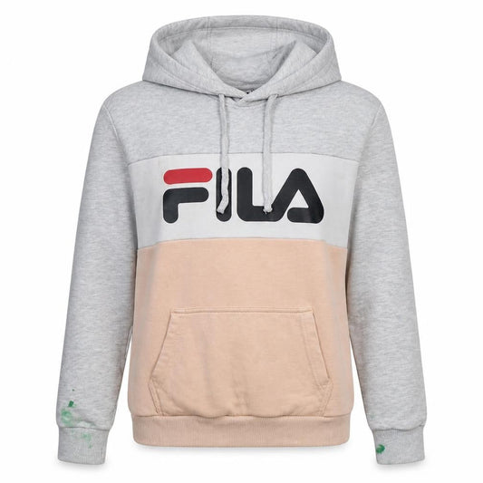 Fila Womens Grey Beige Colourblock Pullover Hoodie XS