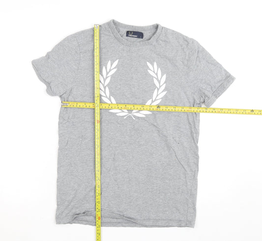 Fred Perry Men's Grey Cotton Laurel Wreath Crew Neck T-Shirt Size S