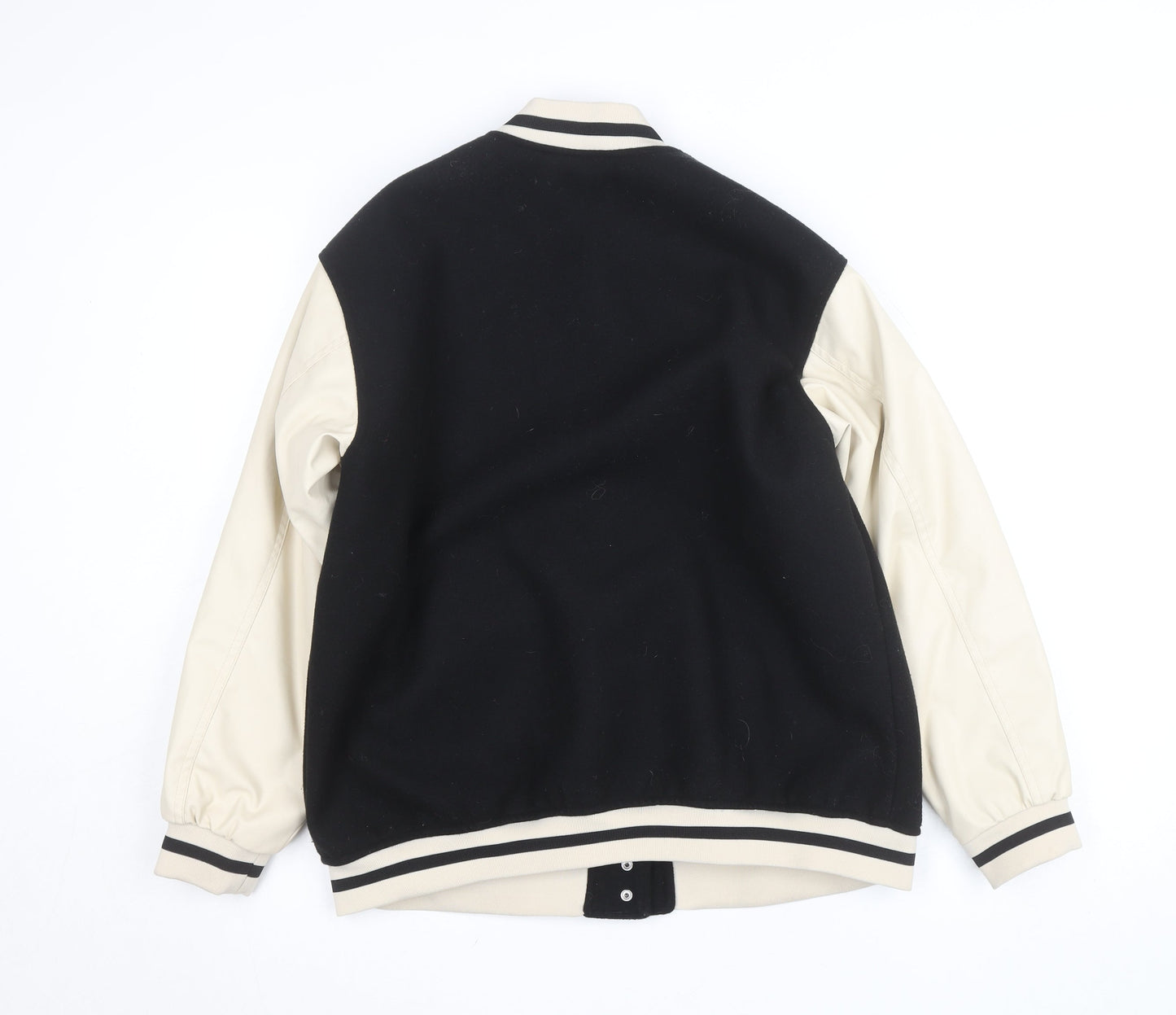 H&M Men Black Varsity Jacket XS Wool Blend Retro College Style