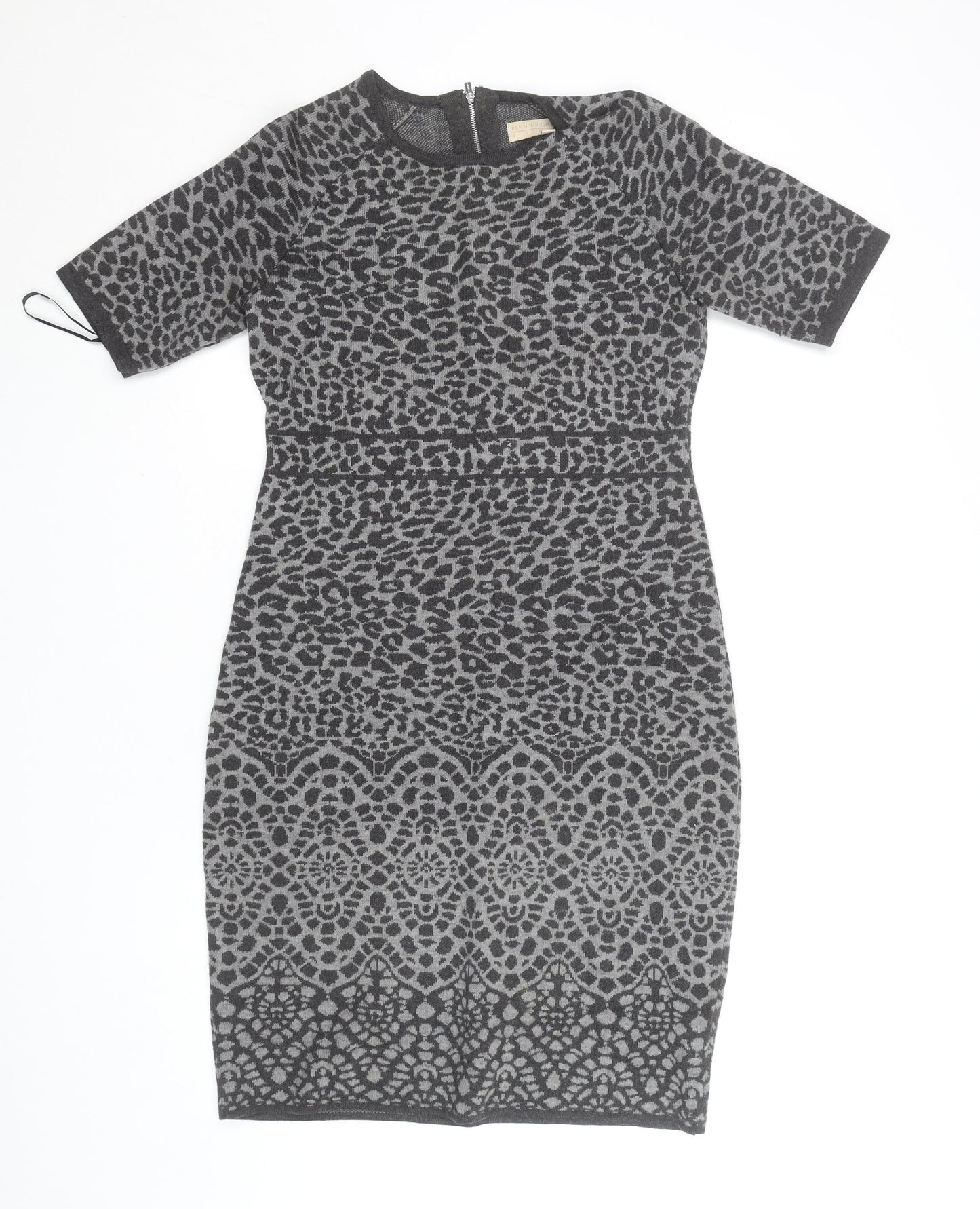 Fenn Wright Manson Women’s Grey Animal Print Sheath Dress Size M