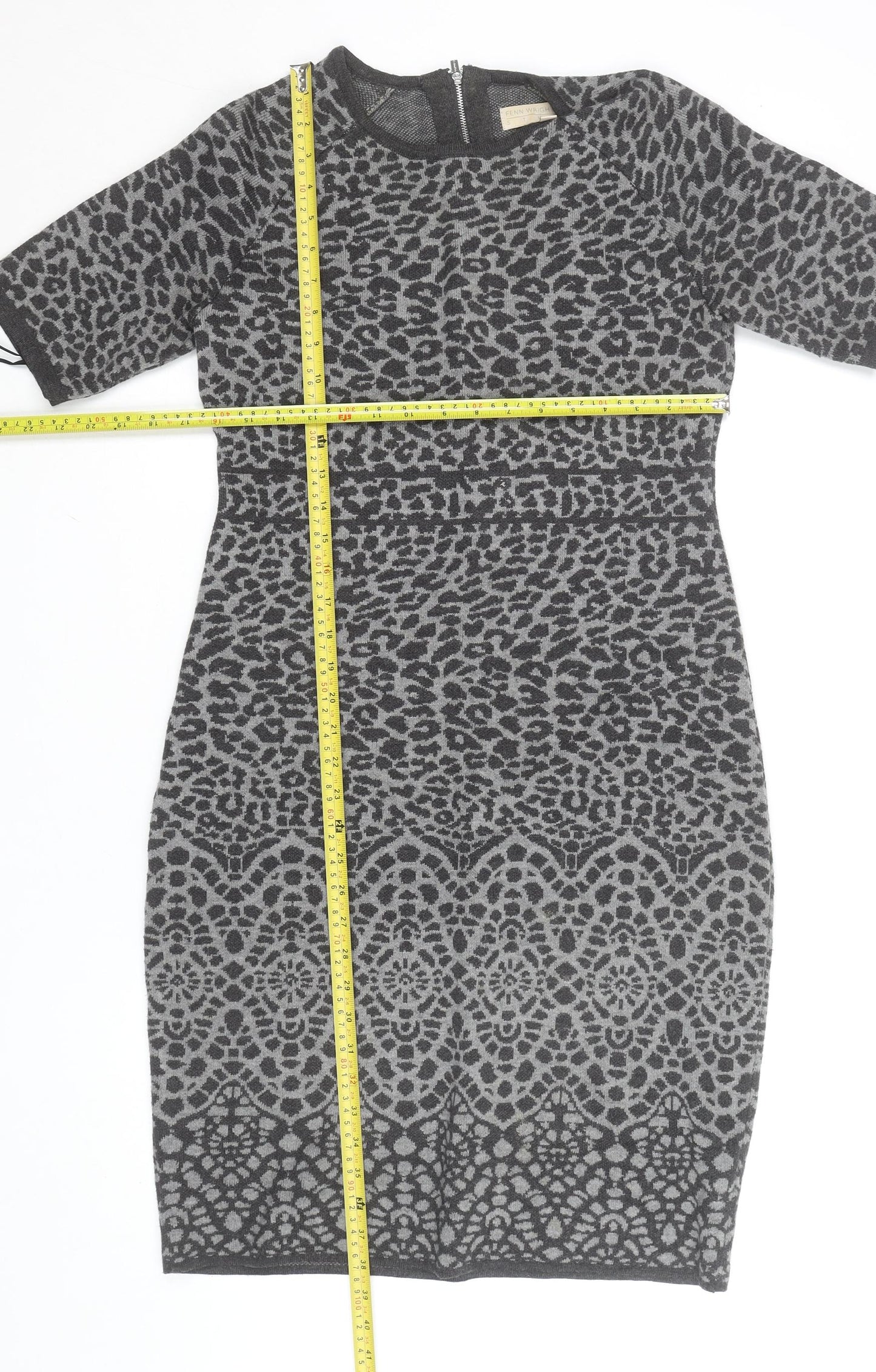 Fenn Wright Manson Women’s Grey Animal Print Sheath Dress Size M
