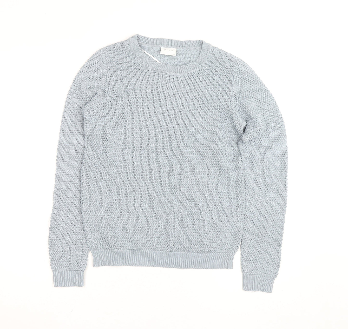 Vila Women’s Grey Knit Crew Neck Long Sleeve Pullover Jumper XS