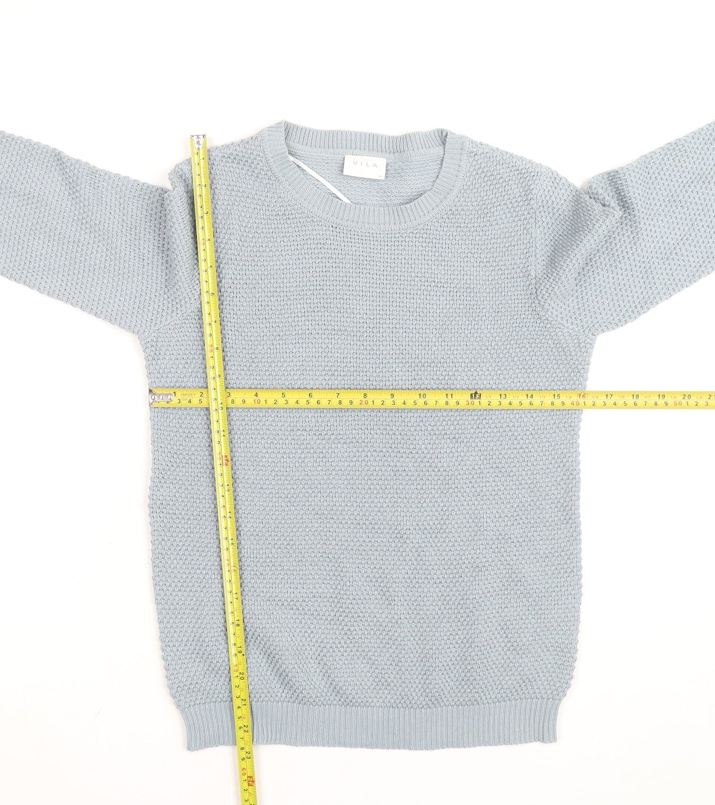 Vila Women’s Grey Knit Crew Neck Long Sleeve Pullover Jumper XS