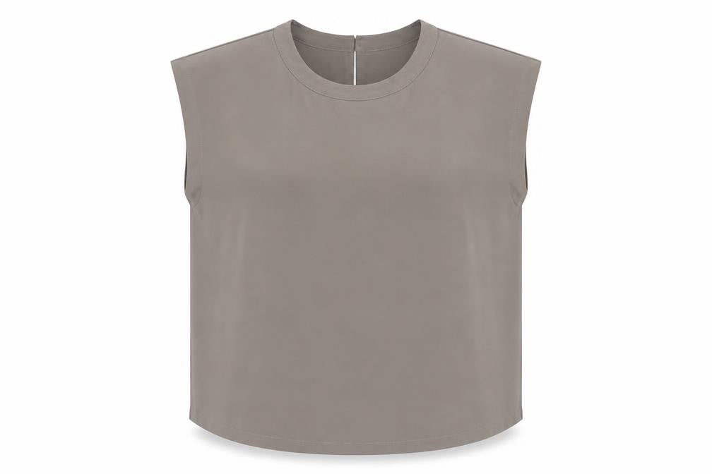 Gallery Women's Beige Sleeveless Crew Neck Blouse Size 12