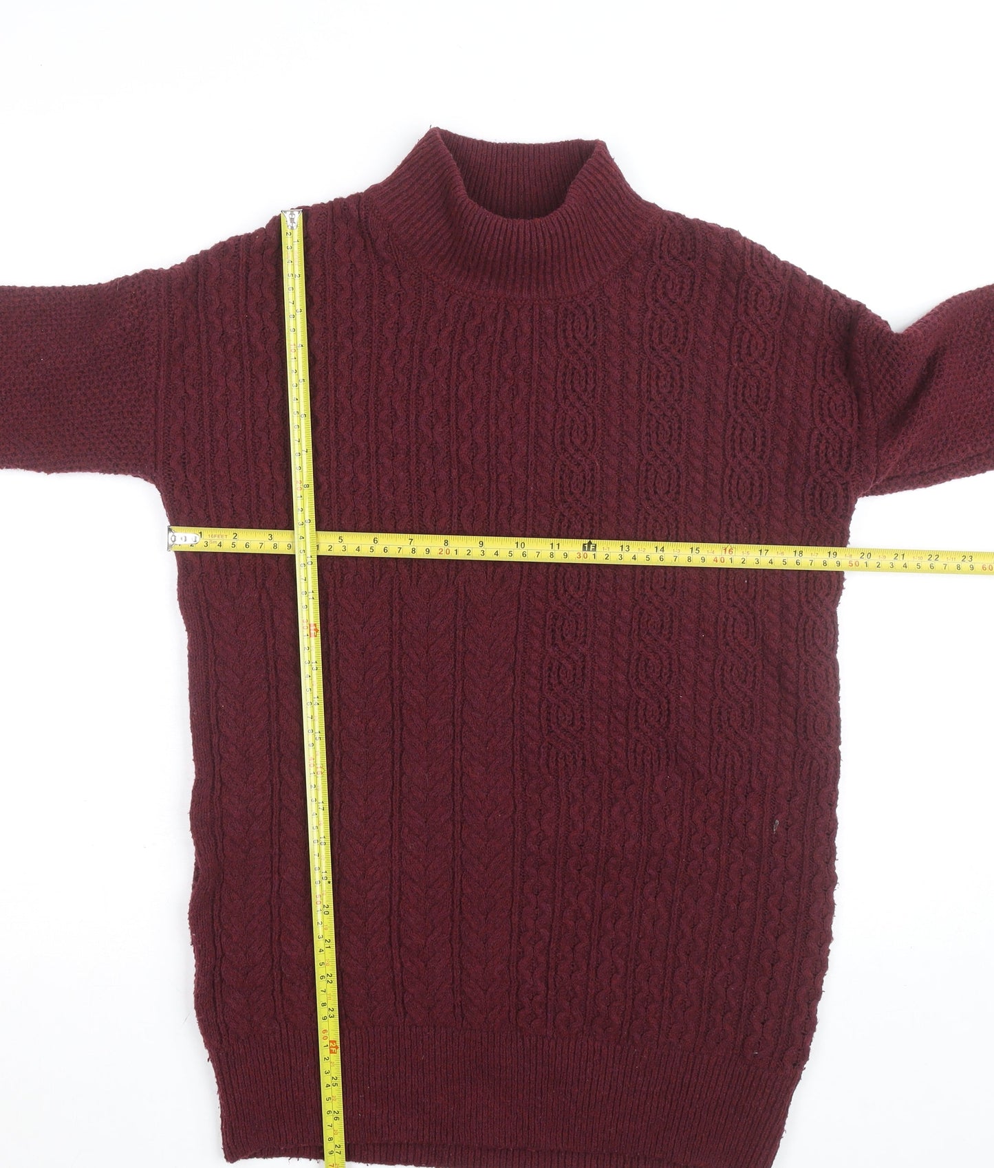Dunnes Stores Women's Red Cable-Knit Roll Neck Jumper XS