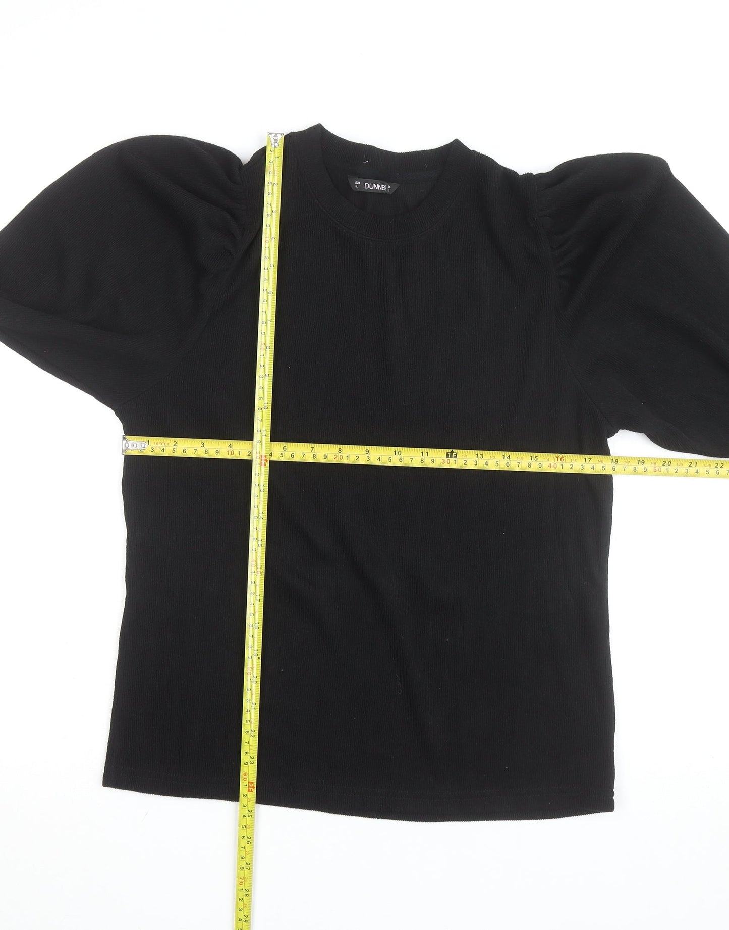 Dunnes Stores Women’s Black Puff Sleeve Crew Neck Pullover Jumper L