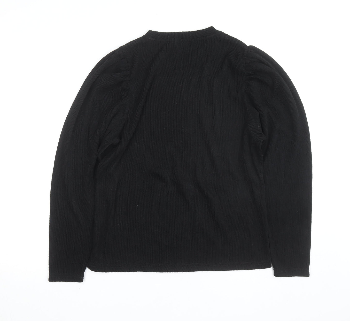 Dunnes Stores Women’s Black Puff Sleeve Crew Neck Pullover Jumper L