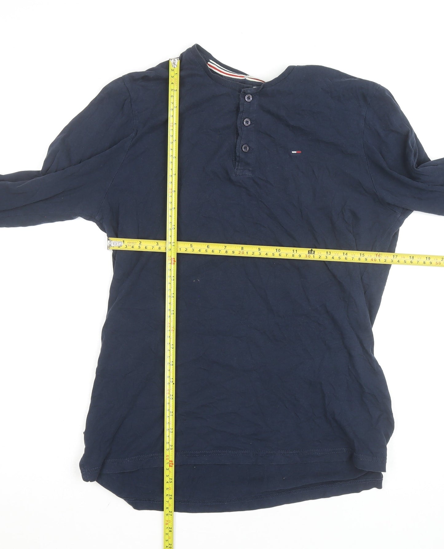 Tommy Hilfiger Denim Men’s Blue Long Sleeve Henley Shirt Size S