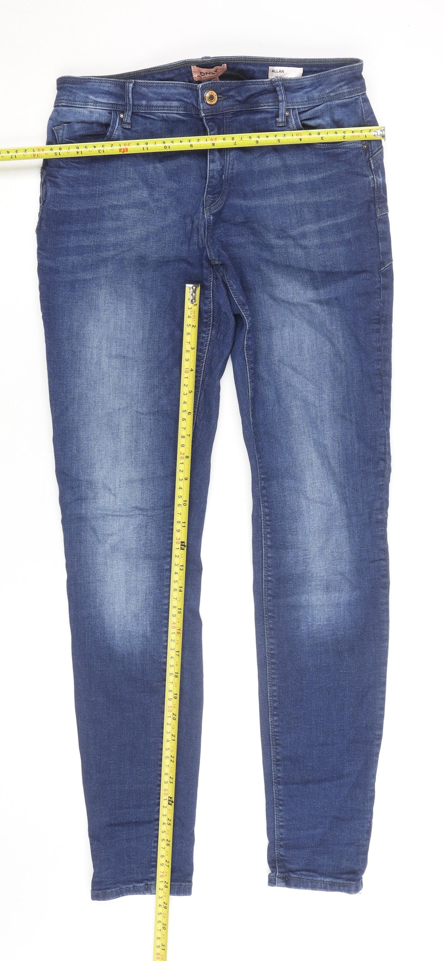 ONLY Women's Blue Regular Fit Skinny Jeans Size 14