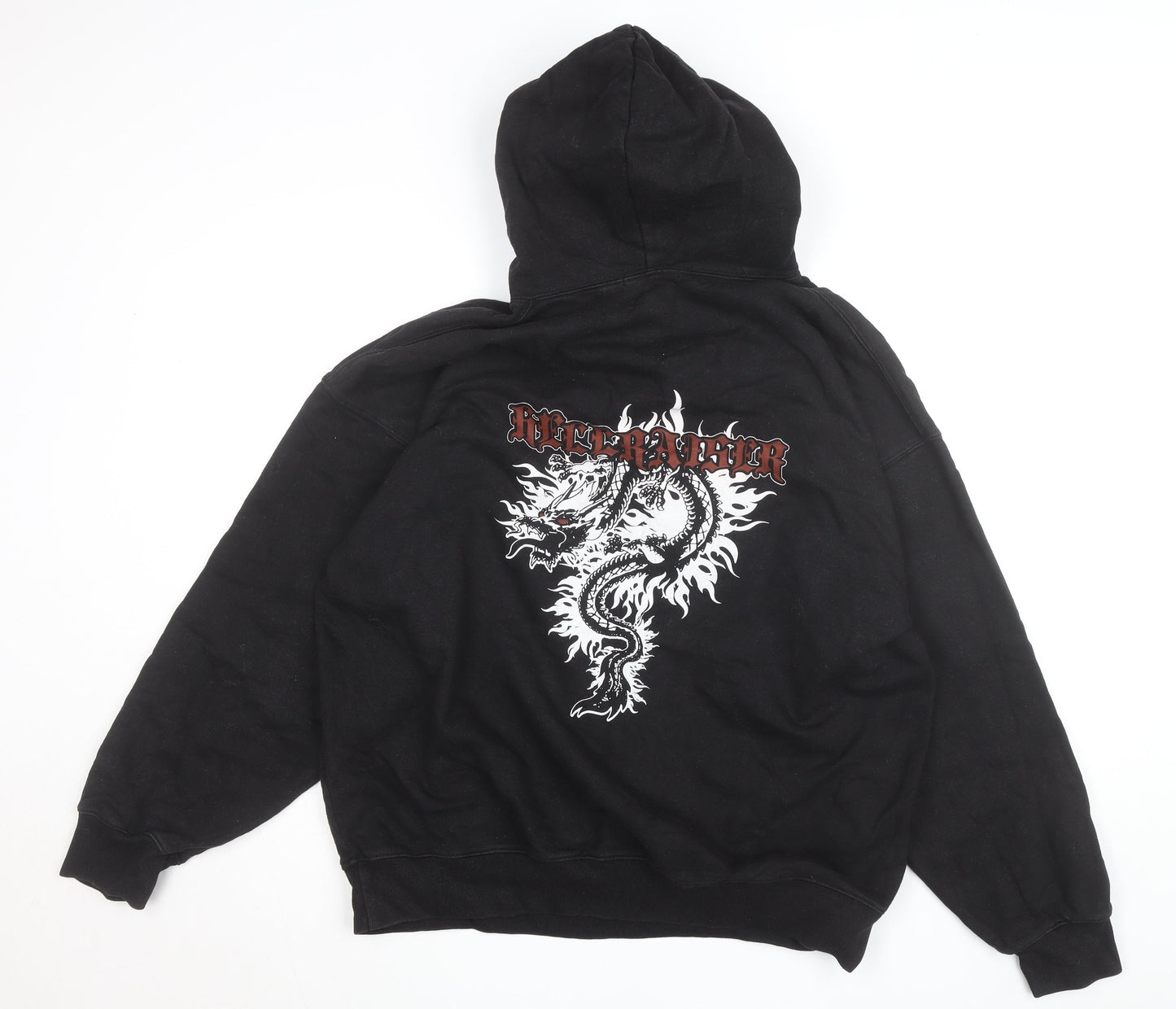 Brandy Melville Women Black Hellraiser Dragon Print Pullover Hoodie One Size
