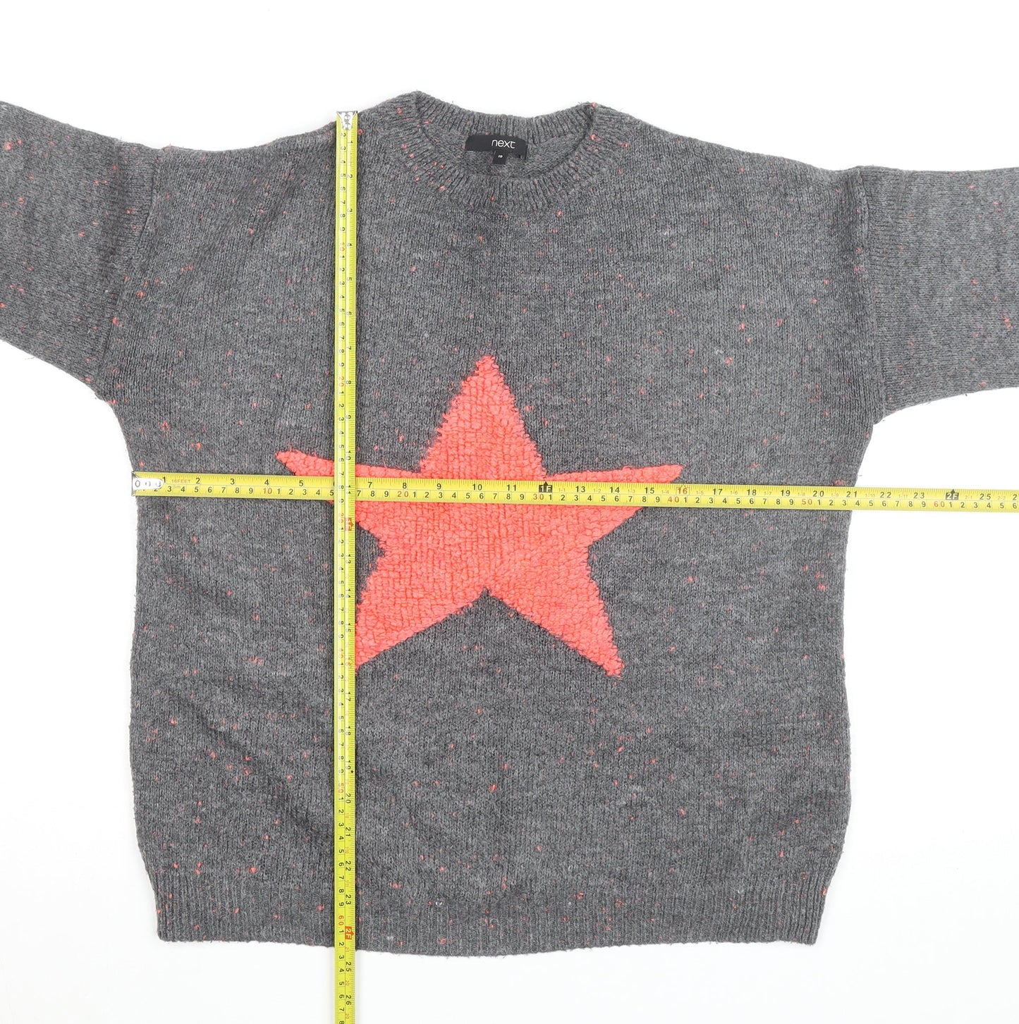 Next Women Grey Star Knit Pullover Jumper Size 10