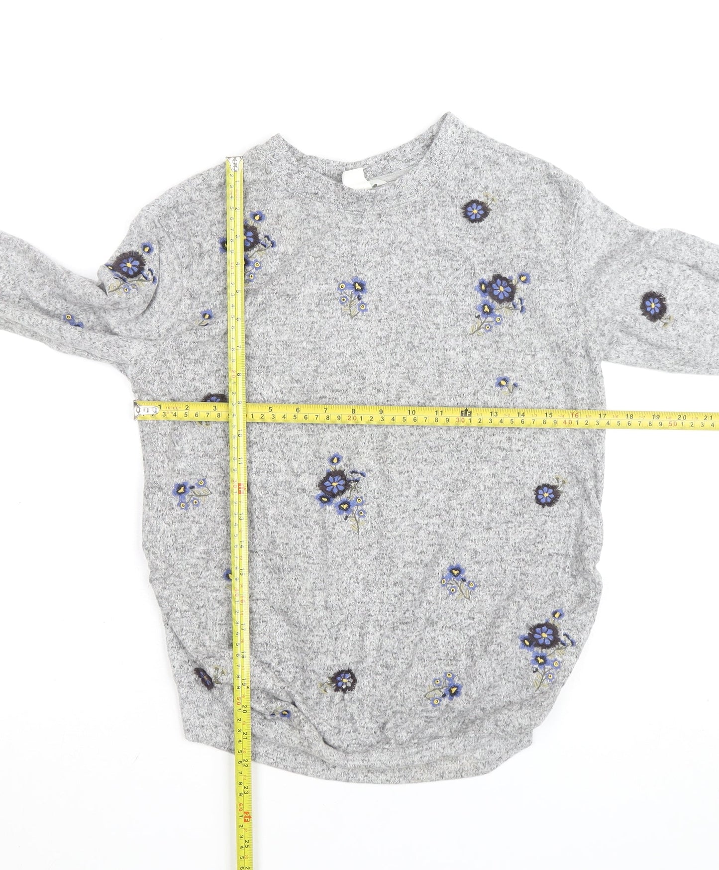 H&M Women Grey Floral Embroidered Maternity Pullover Jumper Size S