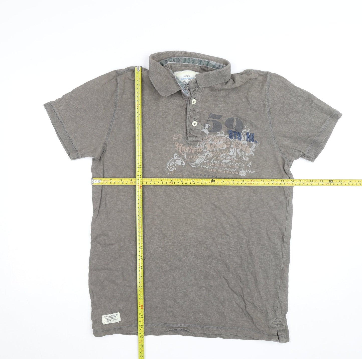 Next Men’s Brown Graphic Print Cotton Polo Shirt Size L