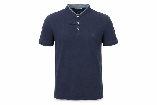 Springfield Men's Blue Slim Fit Cotton Henley Polo Shirt L