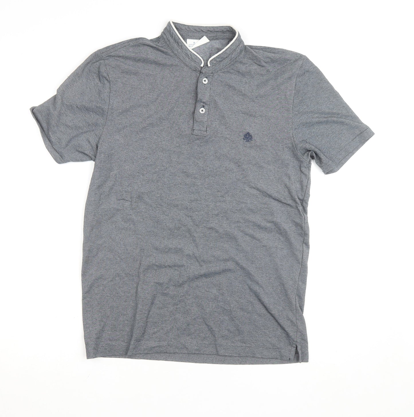 Springfield Men’s Grey Mao Collar Polo Shirt Size L