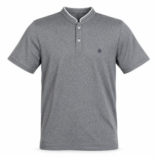Springfield Men’s Grey Mao Collar Polo Shirt Size L