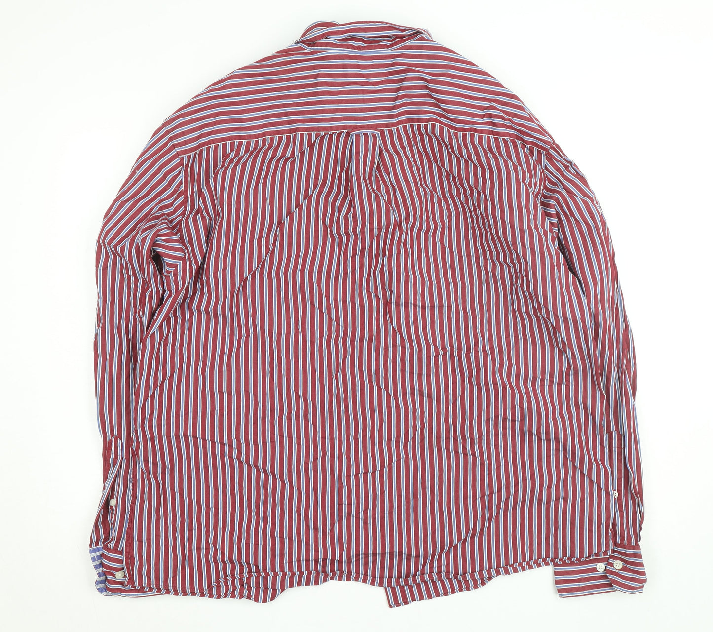 Marks and Spencer Blue Harbour Men's Red Striped Button-Up Shirt XL