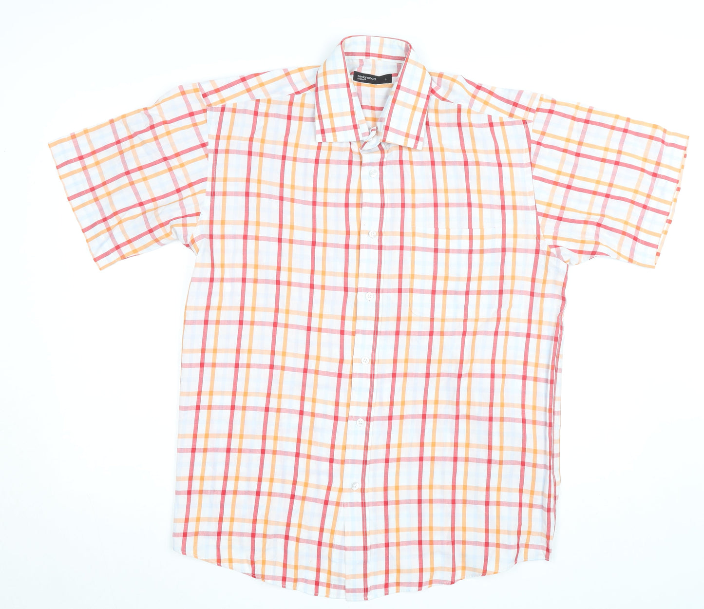 Cedarwood State Men's Multicoloured Check Short Sleeve Button-Up Shirt L