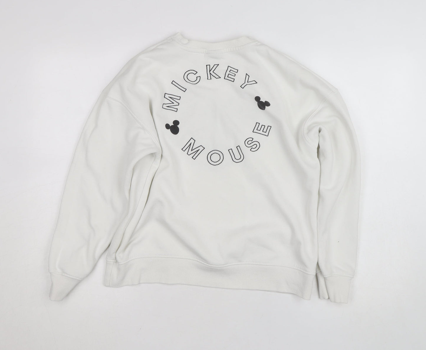 Disney Girls White Mickey Mouse Pullover Jumper - Size 14-16 L