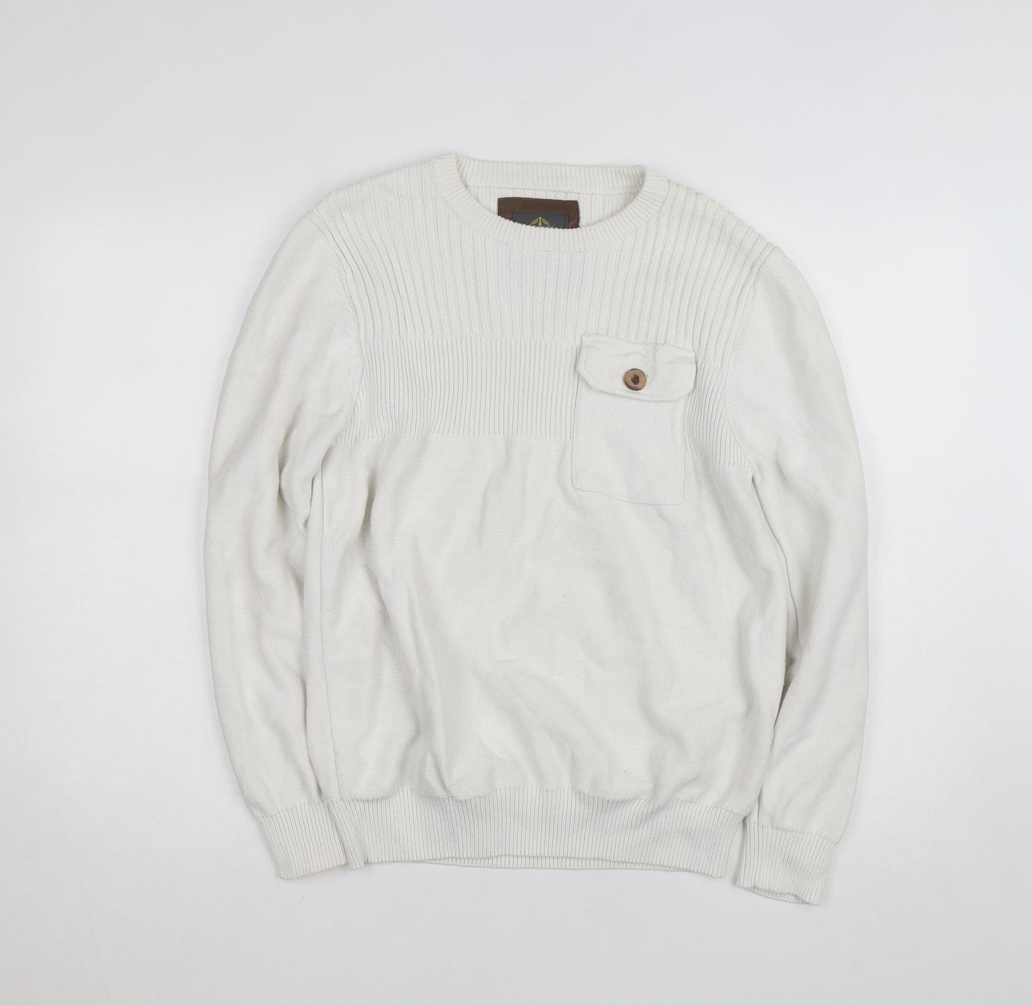 Strength & Honour Men's Ivory Cotton Crew Neck Jumper L
