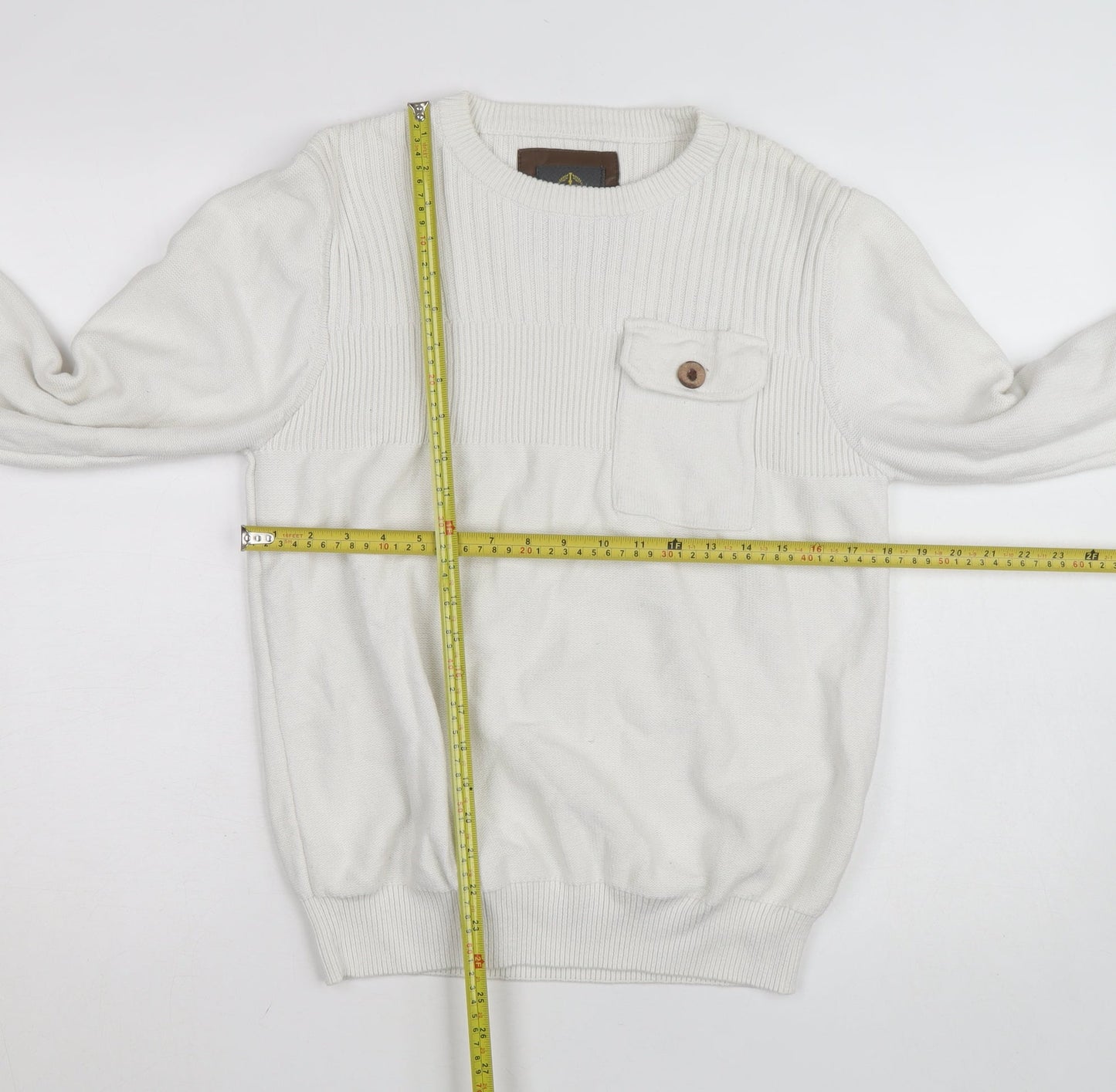 Strength & Honour Men's Ivory Cotton Crew Neck Jumper L