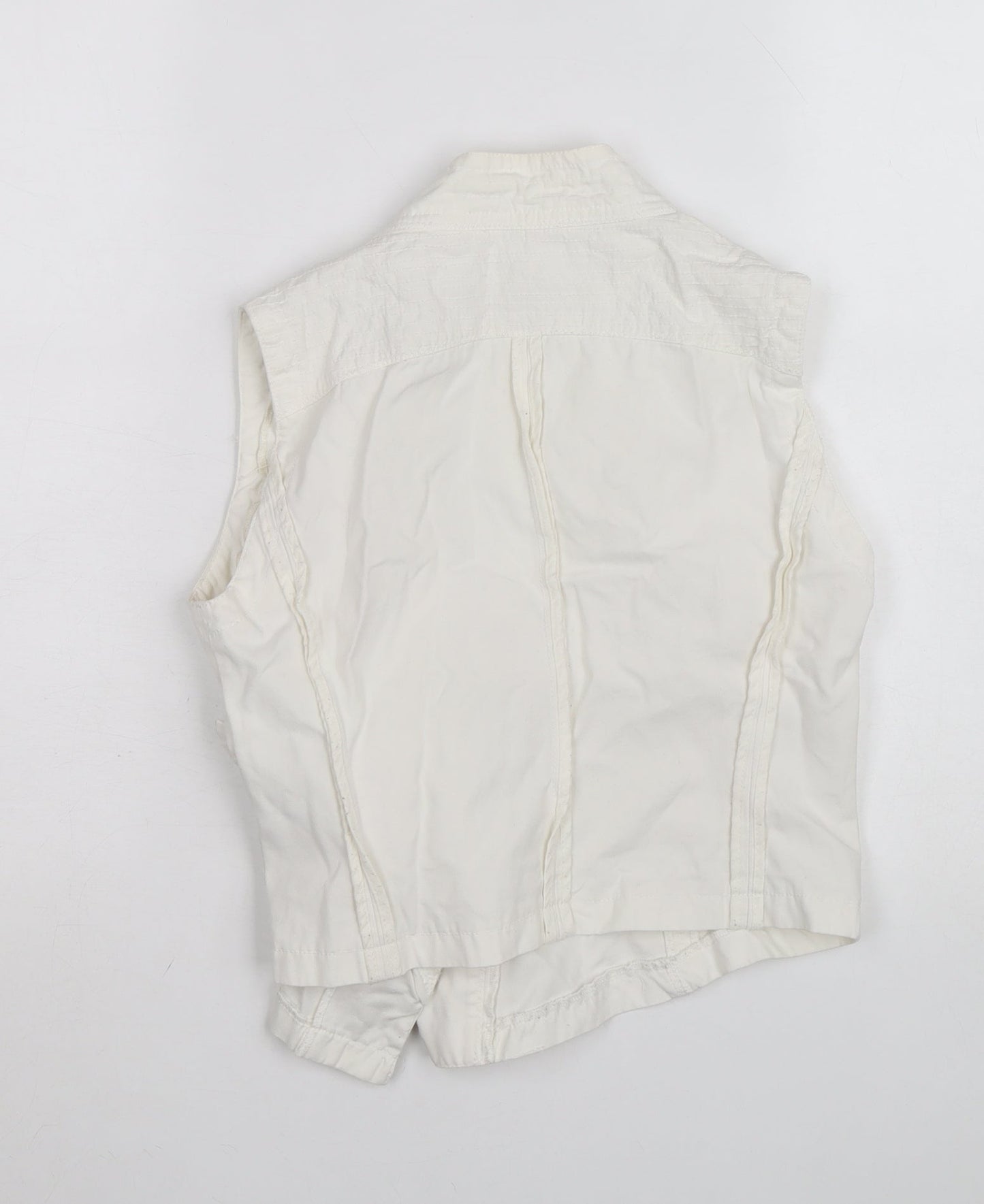 DENIM CO Women's White Wrap Blouse Size 8 Sleeveless Casual Top