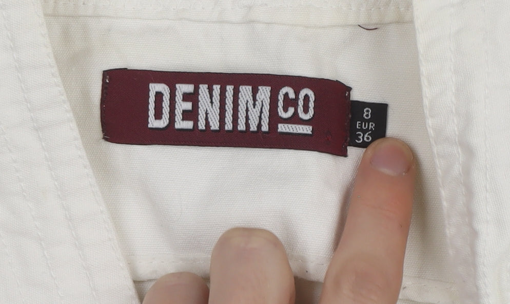 DENIM CO Women's White Wrap Blouse Size 8 Sleeveless Casual Top