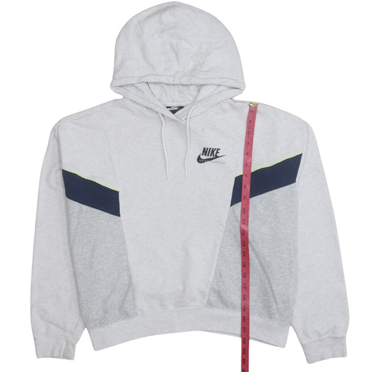 Nike Women's Grey Colourblock Pullover Hoodie XL - Casual Cotton Blend