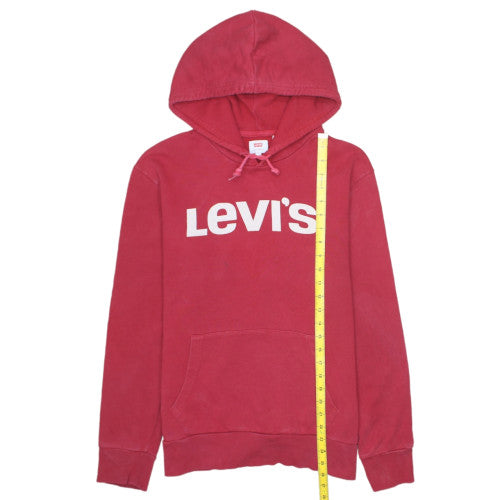 Levi's Men's Red Pullover Hoodie M Logo Graphic Fleece Sweatshirt