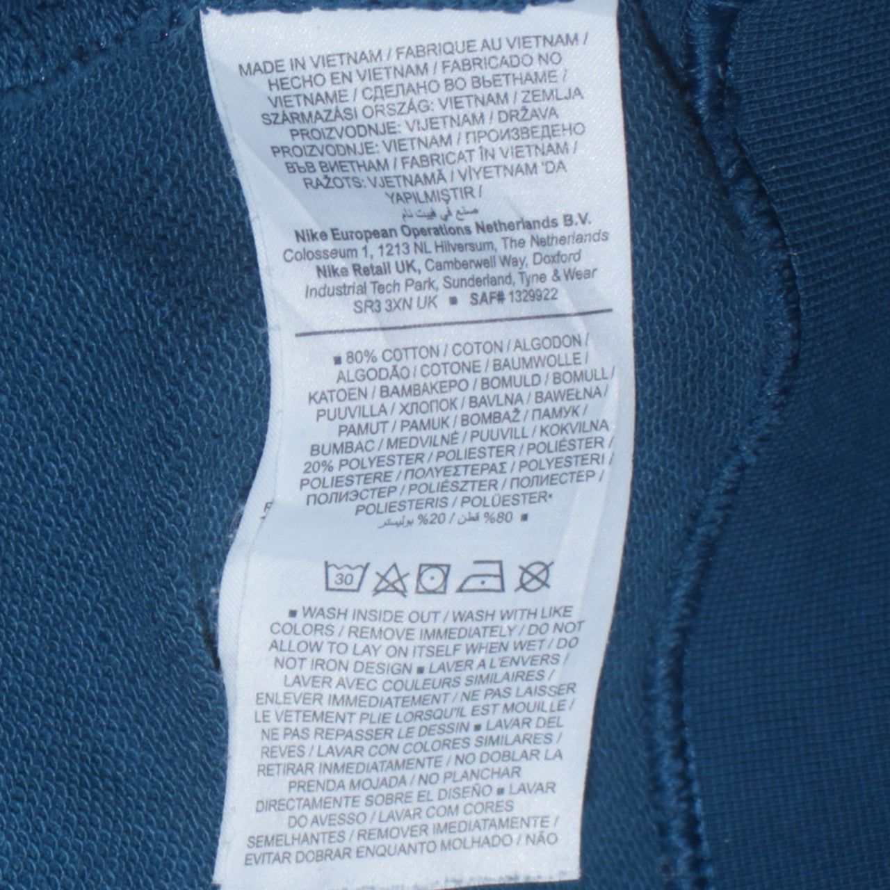 Nike Men's Blue Pullover Sweatshirt L Logo Graphic Crew Neck