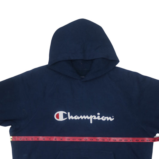 Champion Men's Blue Pullover Hoodie L Embroidered Logo