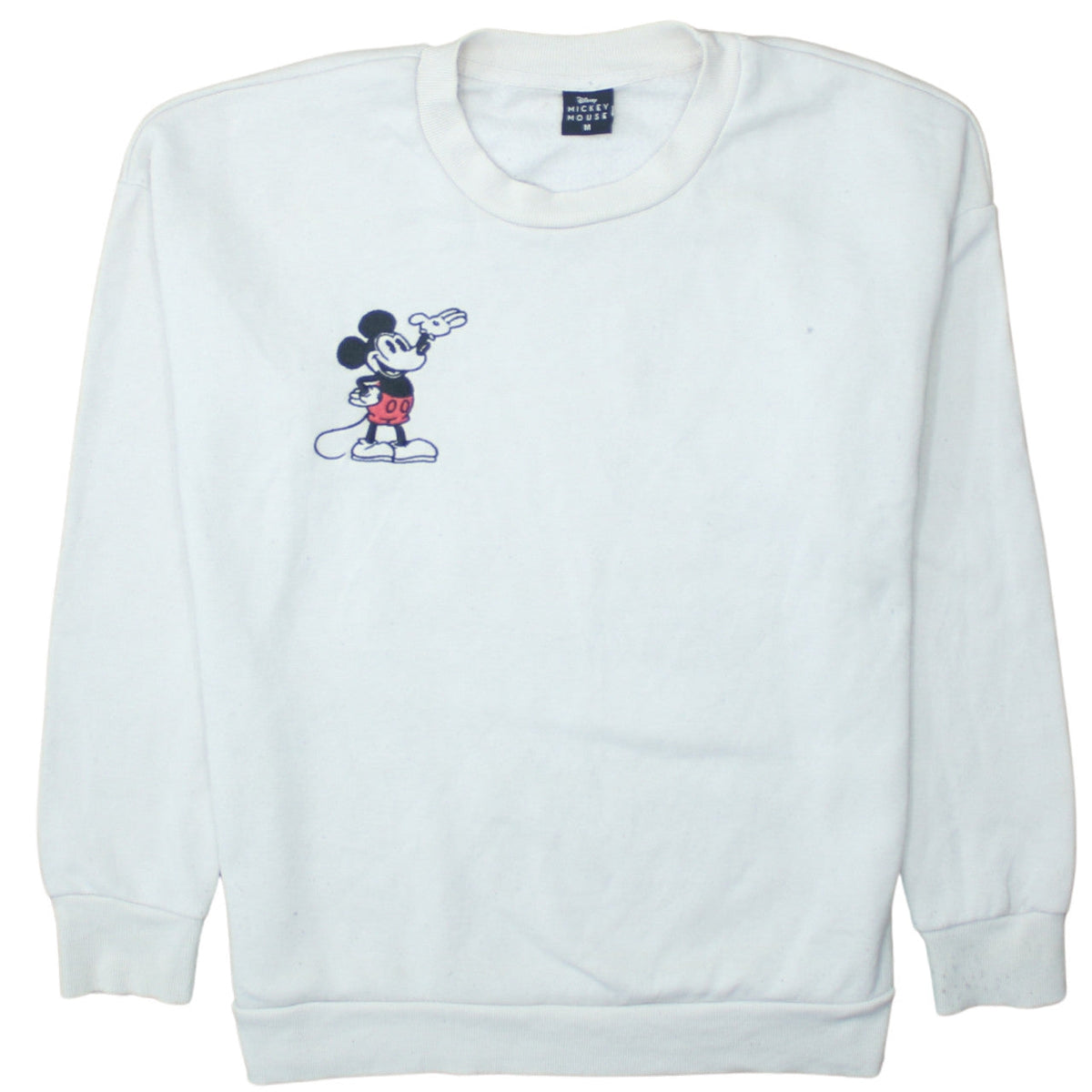Front view of Disney Mickey Mouse White Sweatshirt Women UK 12-14 Pullover Cotton Blend