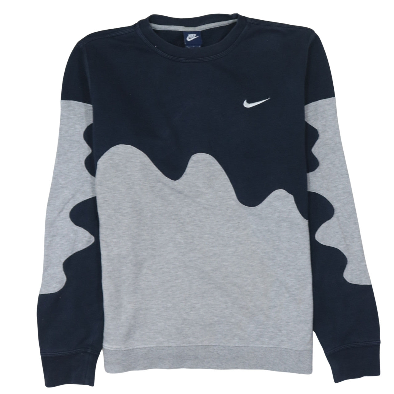 Nike Men's Grey and Blue Pullover Sweatshirt L Sports Crew Neck