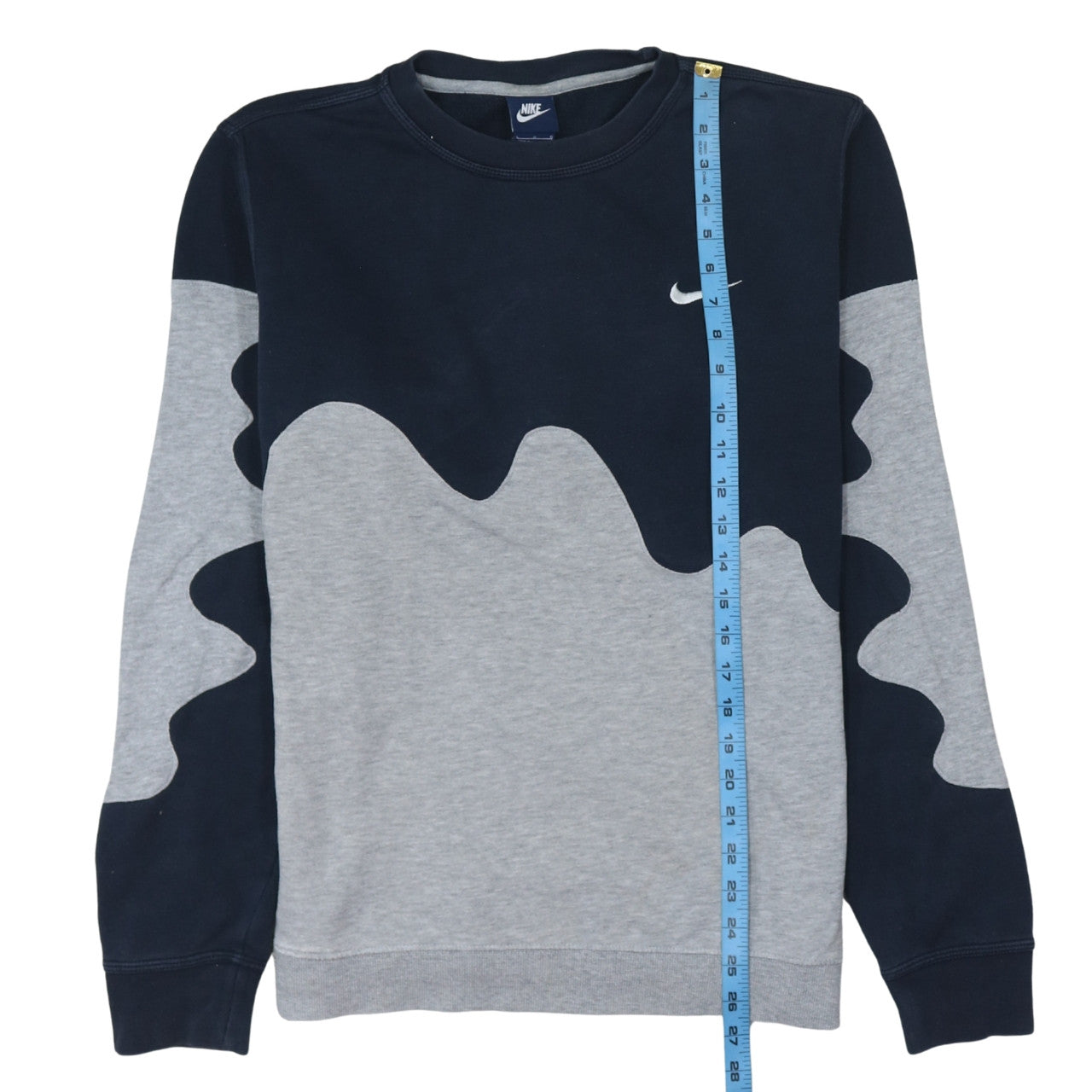 Nike Men's Grey and Blue Pullover Sweatshirt L Sports Crew Neck