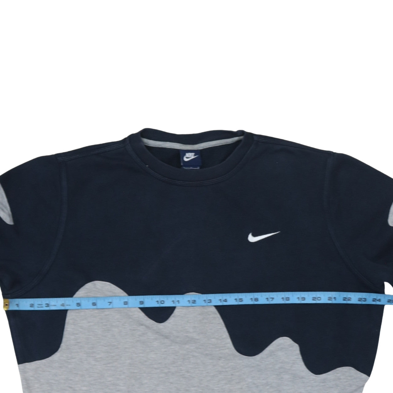 Nike Men's Grey and Blue Pullover Sweatshirt L Sports Crew Neck