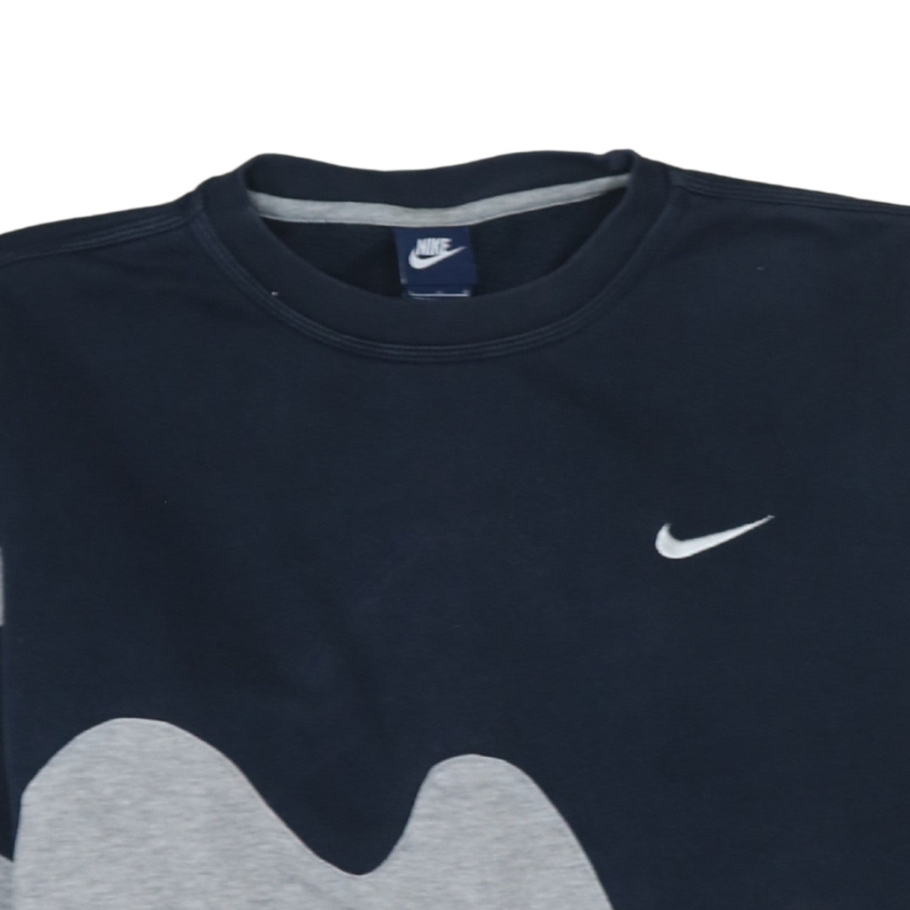 Nike Men's Grey and Blue Pullover Sweatshirt L Sports Crew Neck