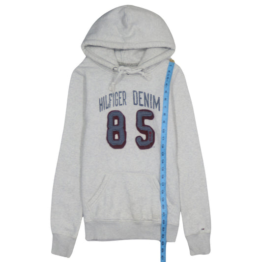 Tommy Hilfiger Men's Grey Pullover Hoodie Size M Embroidered 85 Logo