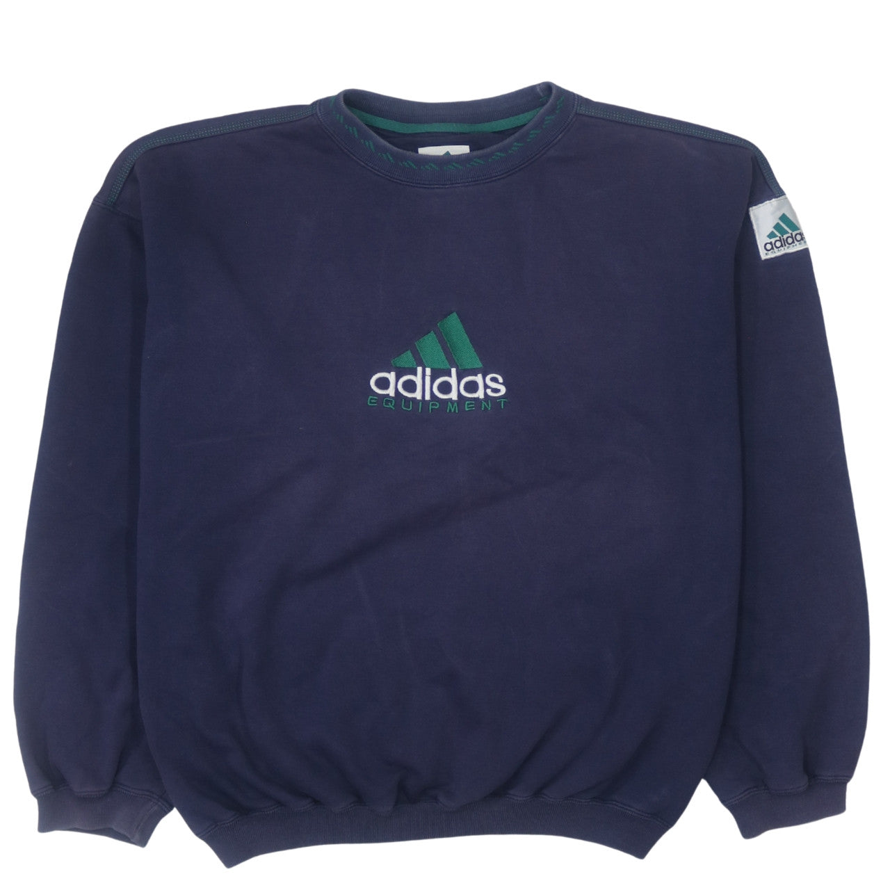 Adidas Men Blue Embroidered 90s Equipment Sweatshirt Size L