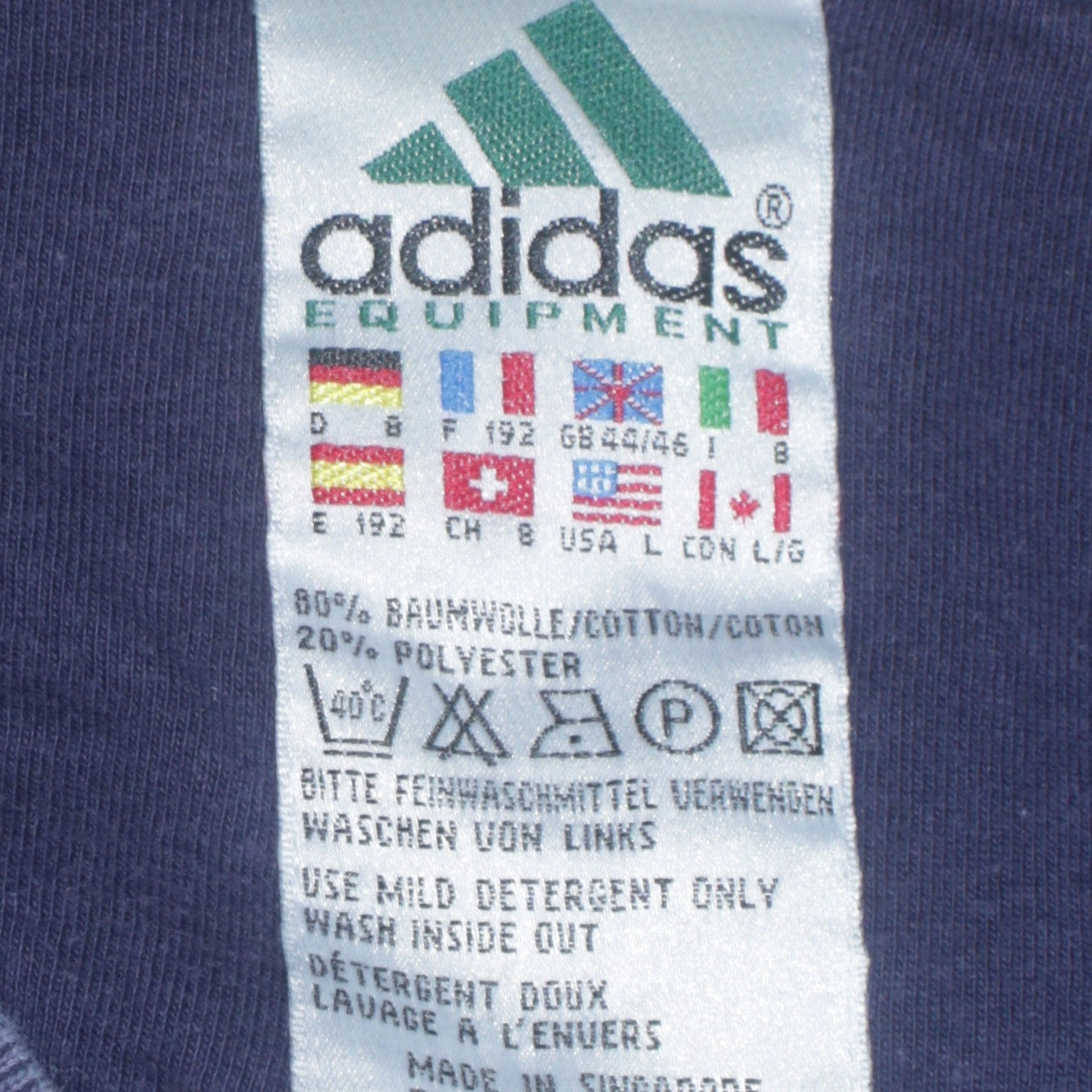 Adidas Men Blue Embroidered 90s Equipment Sweatshirt Size L