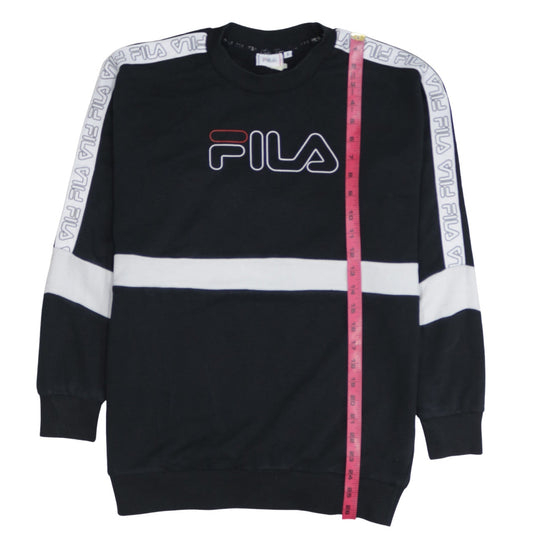 FILA Mens Black Small Crew Neck Logo Pullover Sweatshirt