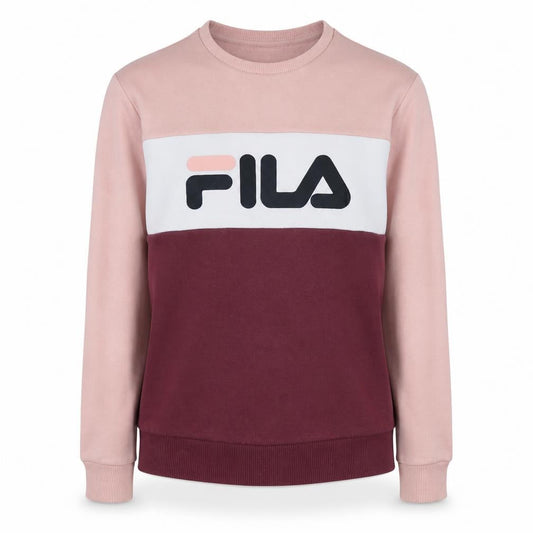 Fila Women’s Pink Colourblock Logo Sweatshirt Size S Casual Crew Neck