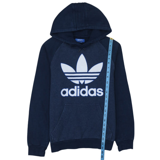 Adidas Men's Blue Pullover Hoodie Small Logo Fleece Sweatshirt