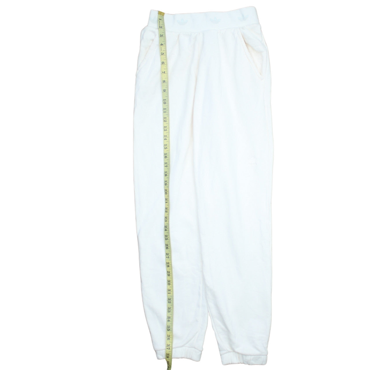 adidas Womens White Jogger Trousers Size 12 Fleece Cotton Blend
