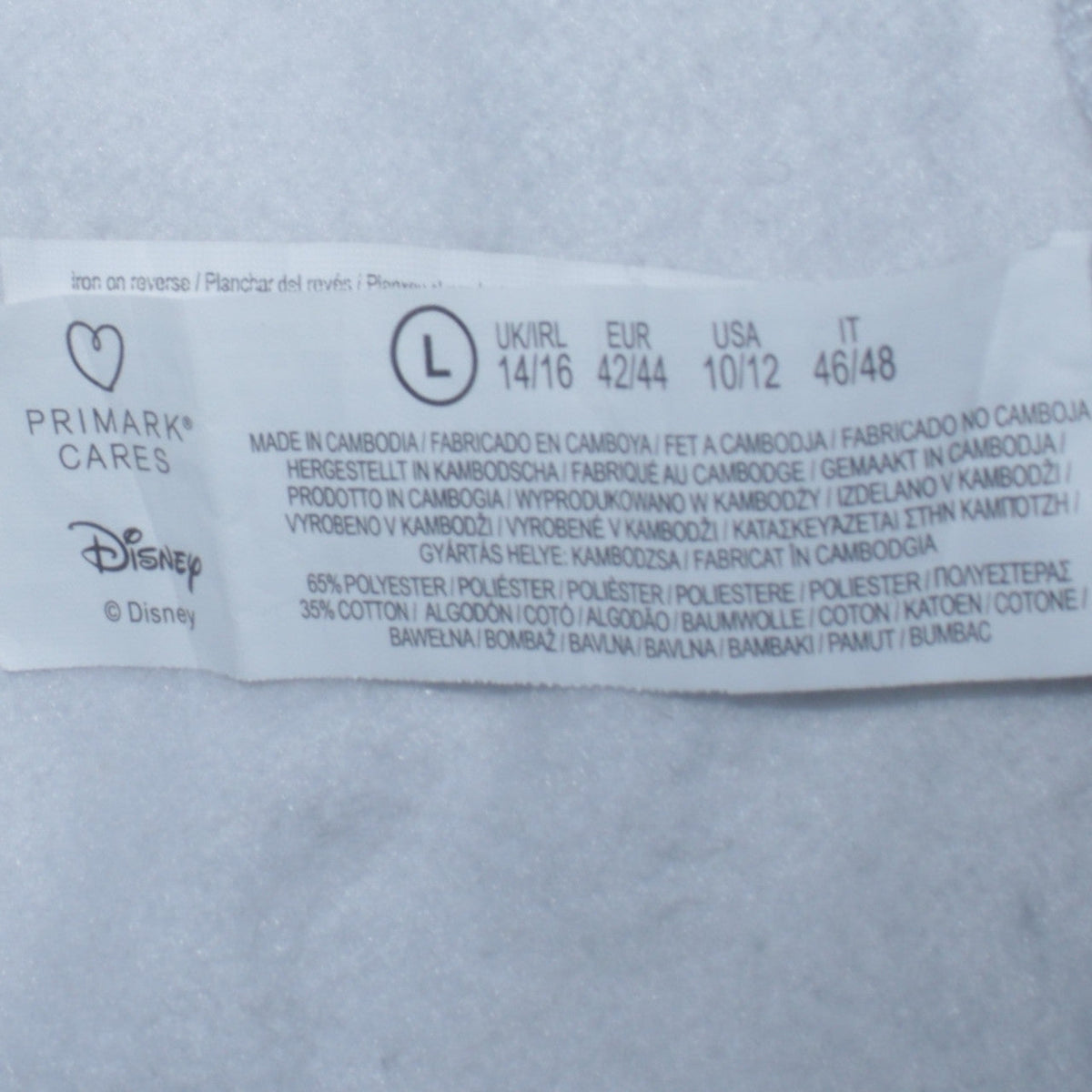 Disney Womens Grey Mickey Mouse Hoodie Size L 14/16 Primark Cares