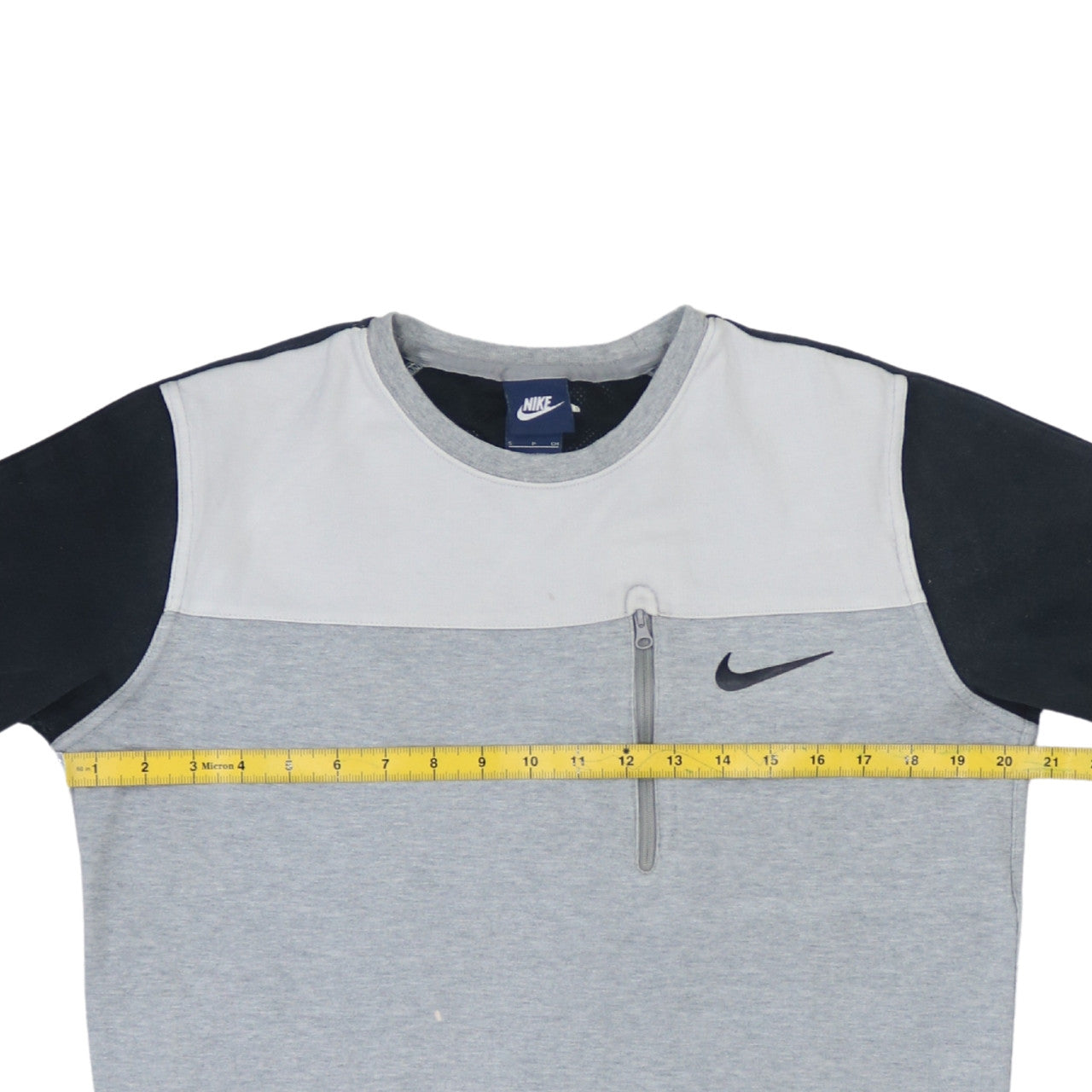 Nike Men's Grey Crew Neck Pullover Sweatshirt S Zip Pocket Logo