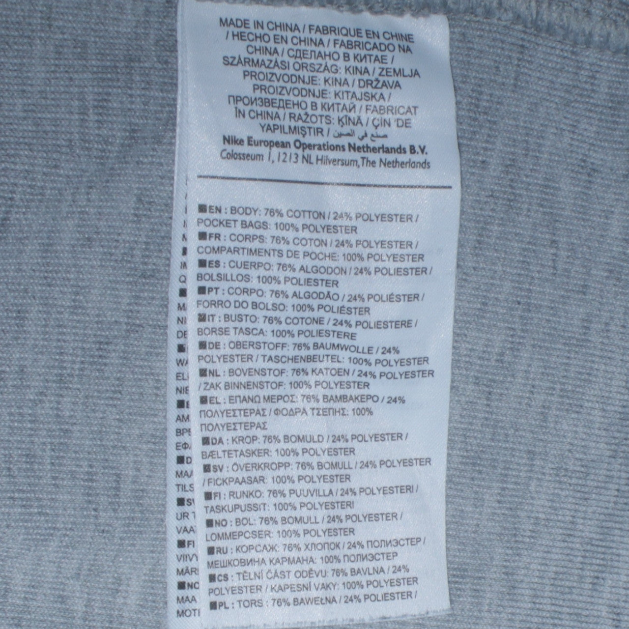 Nike Men's Grey Crew Neck Pullover Sweatshirt S Zip Pocket Logo