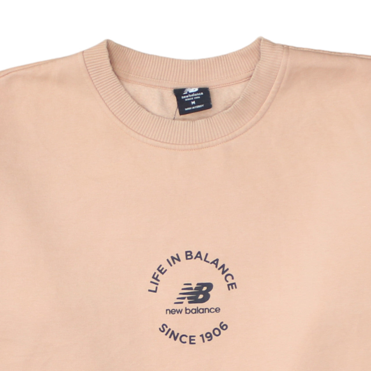 New Balance Men Beige Crew Neck Pullover Sweatshirt M