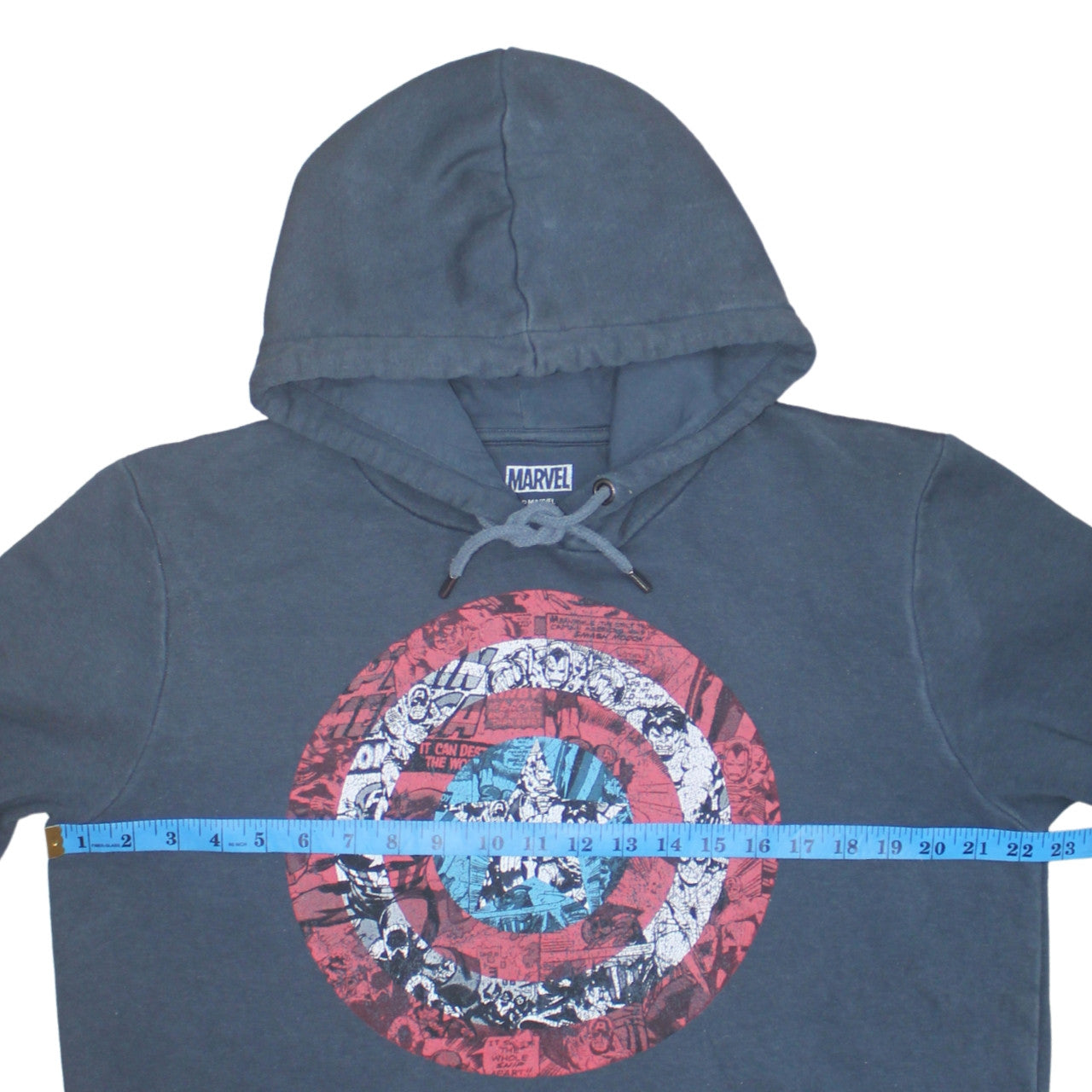 Marvel Next Men’s Blue Captain America Pullover Hoodie L Regular Fit